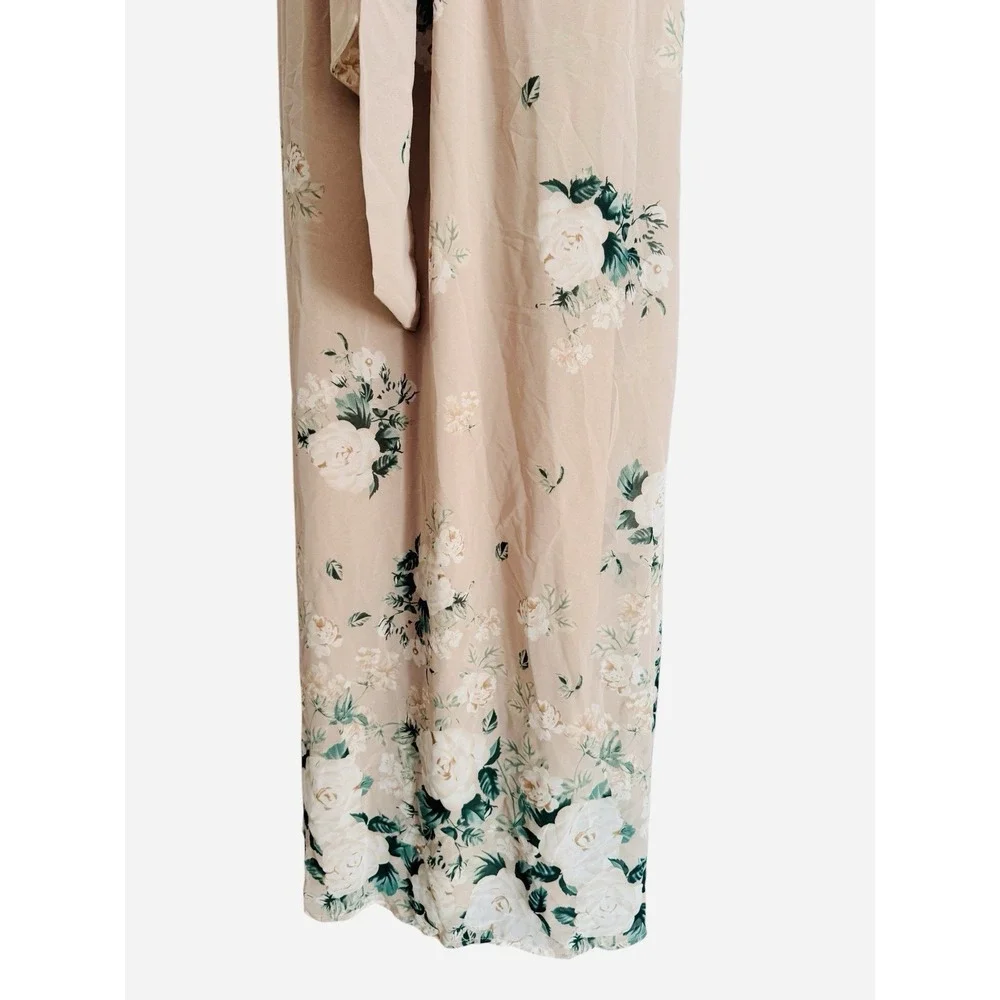 Show Me Your MuMu Maxi Dress M AUDREY Blush Floral‎ Ruffle Wrap Front Chiffon